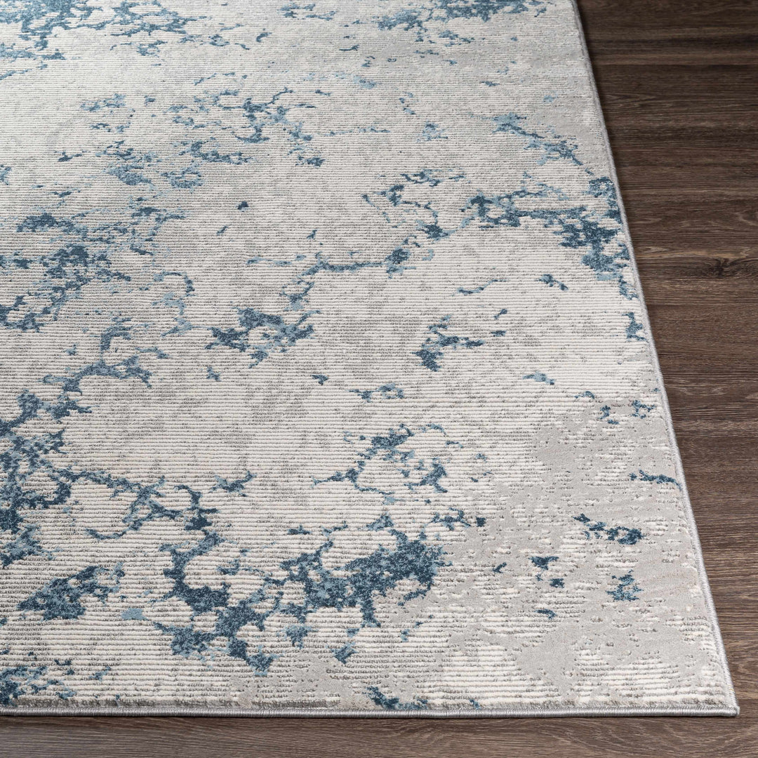 Mechanicsville Blue And Ivory Modern Abstract Design Area Rug