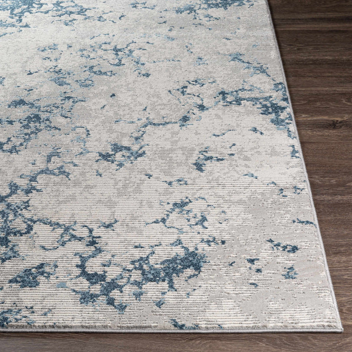 Mechanicsville Blue And Ivory Modern Abstract Design Area Rug