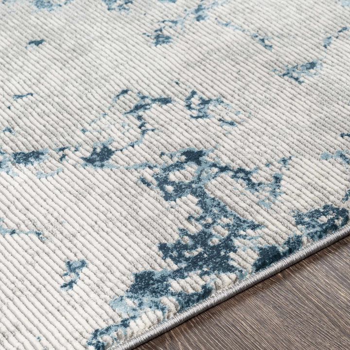 Mechanicsville Blue And Ivory Modern Abstract Design Area Rug