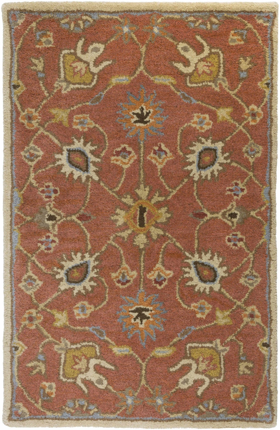 Mckeesport Traditional Persian Design Hand Tufted Rust Wool Rug - The Rug Decor