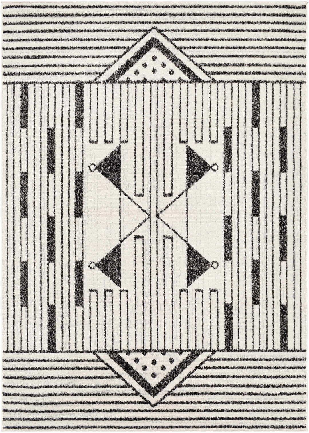 Middlemount Modern Geometrical Design Ivory And Black Area Rug