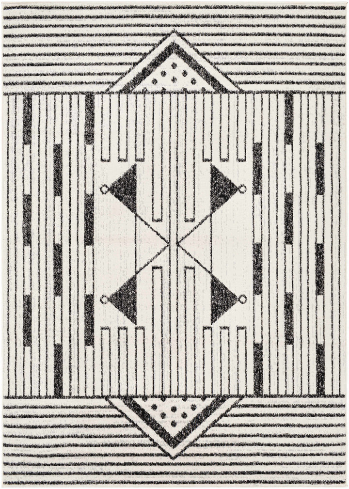 Middlemount Modern Geometrical Design Ivory And Black Area Rug
