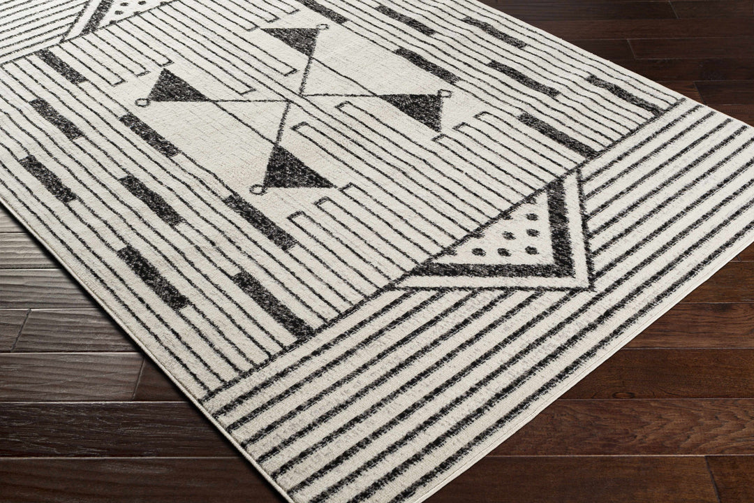 Middlemount Modern Geometrical Design Ivory And Black Area Rug