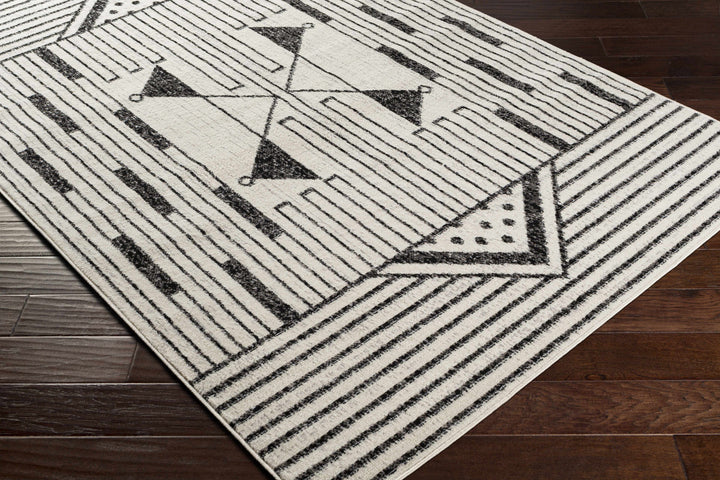 Middlemount Modern Geometrical Design Ivory And Black Area Rug