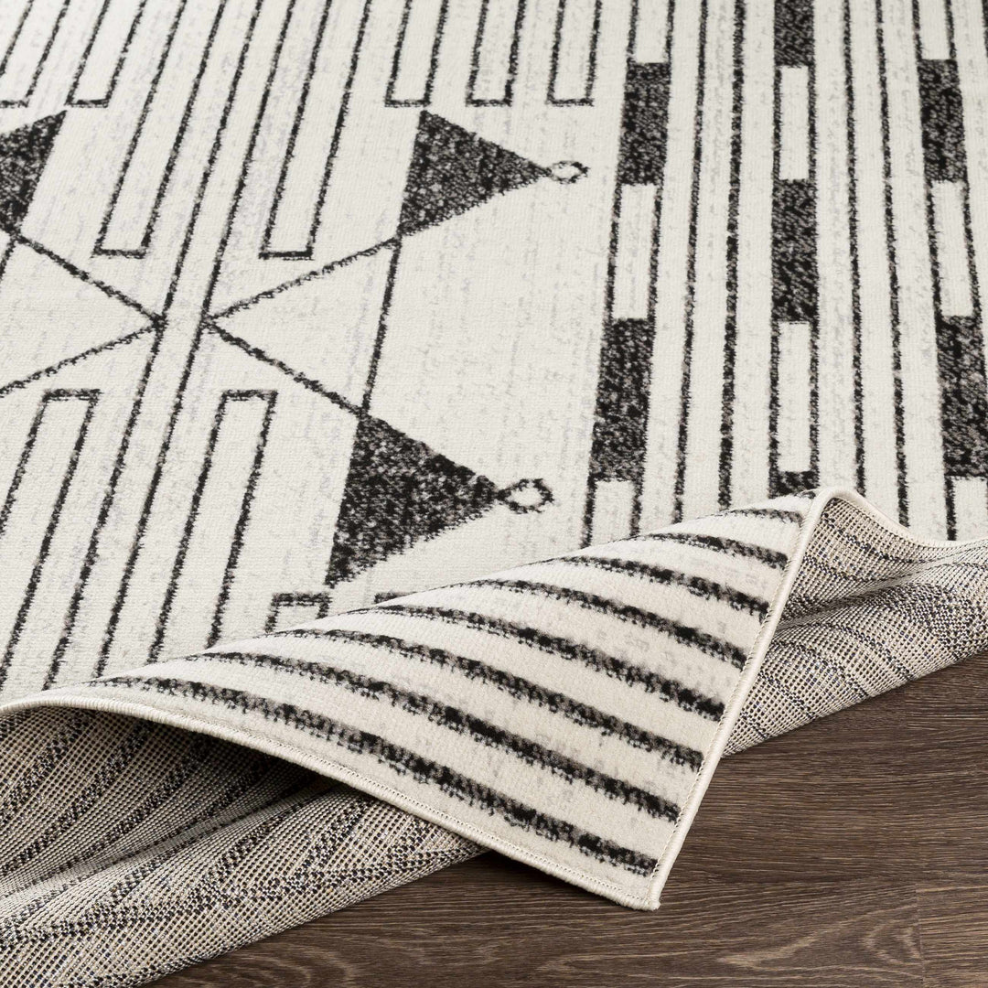 Middlemount Modern Geometrical Design Ivory And Black Area Rug
