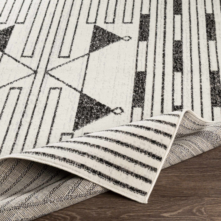 Middlemount Modern Geometrical Design Ivory And Black Area Rug