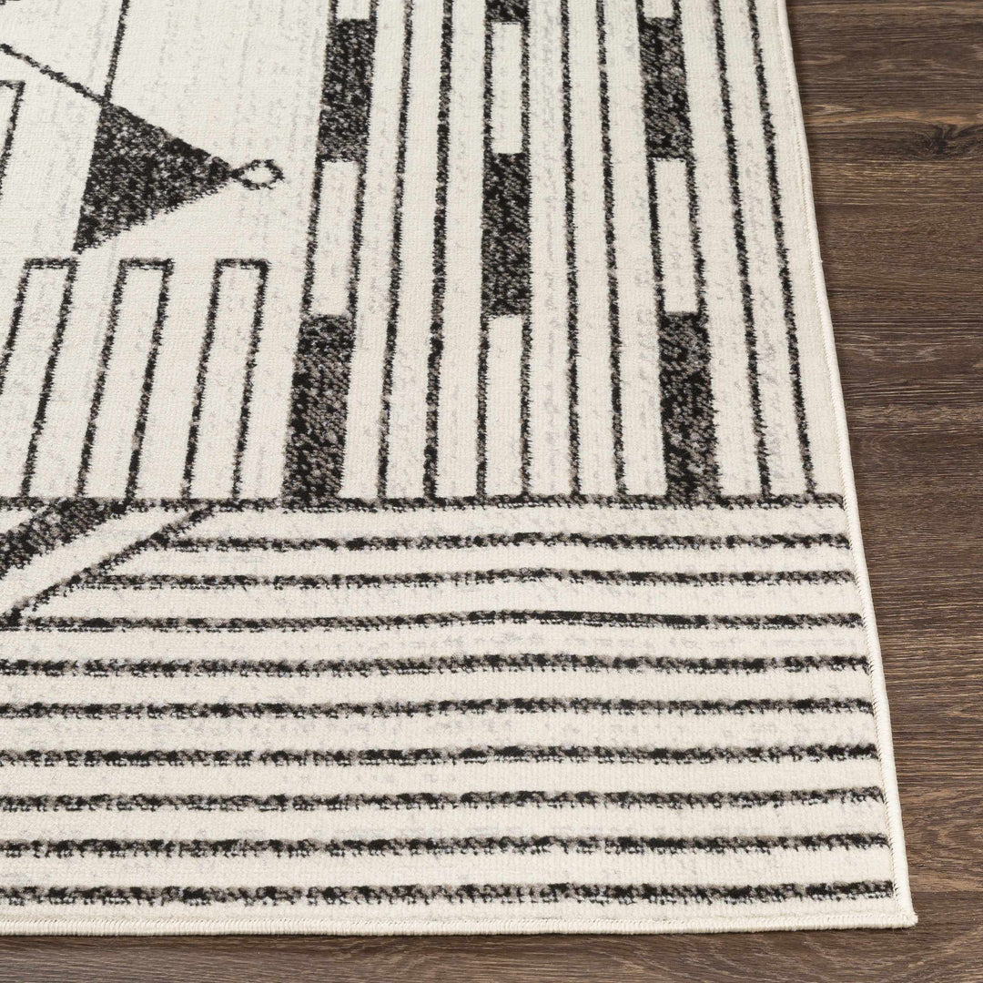 Middlemount Modern Geometrical Design Ivory And Black Area Rug