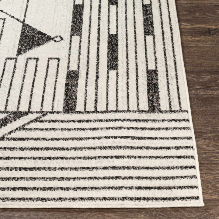 Middlemount Modern Geometrical Design Ivory And Black Area Rug