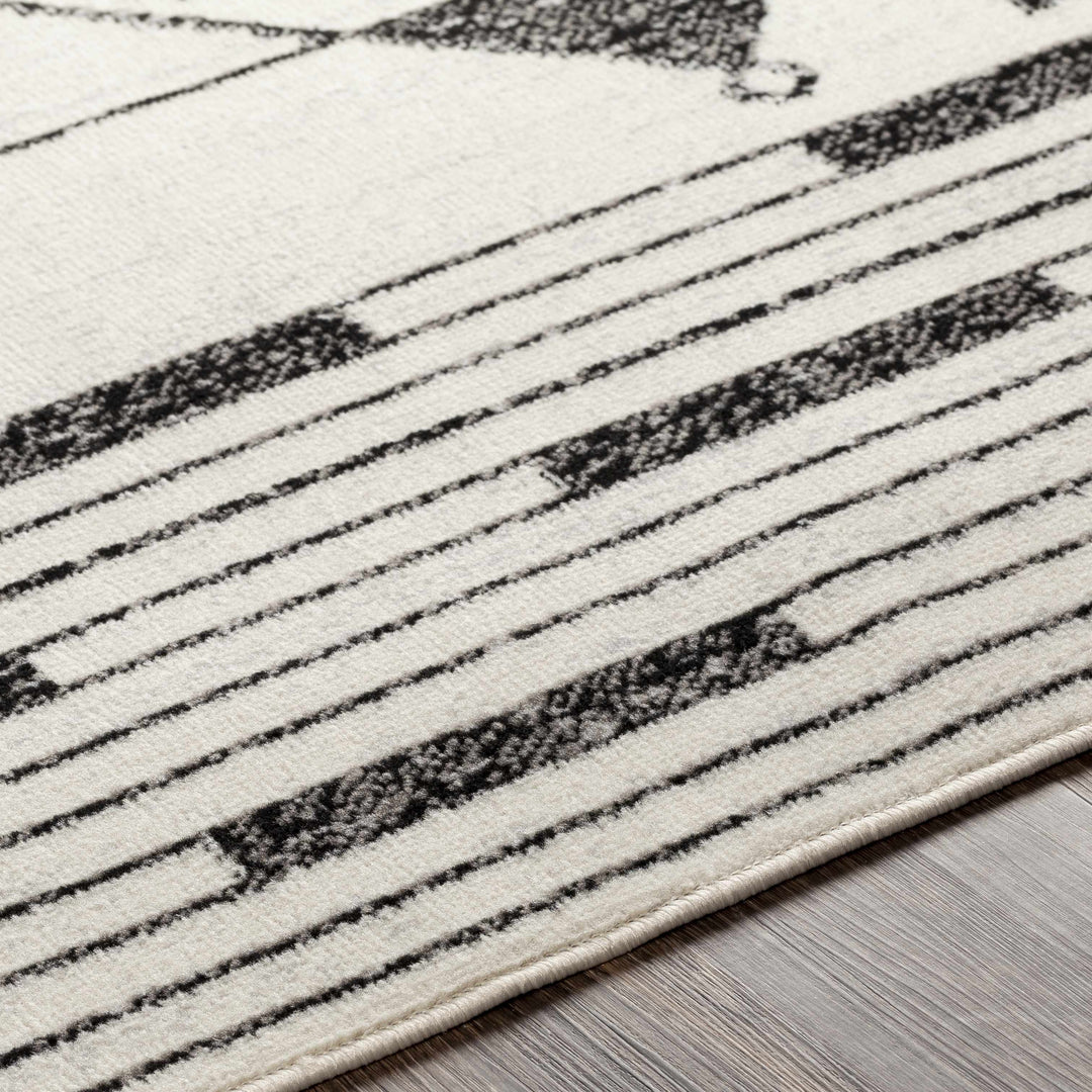 Middlemount Modern Geometrical Design Ivory And Black Area Rug