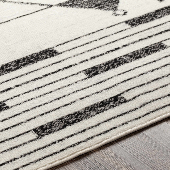 Middlemount Modern Geometrical Design Ivory And Black Area Rug