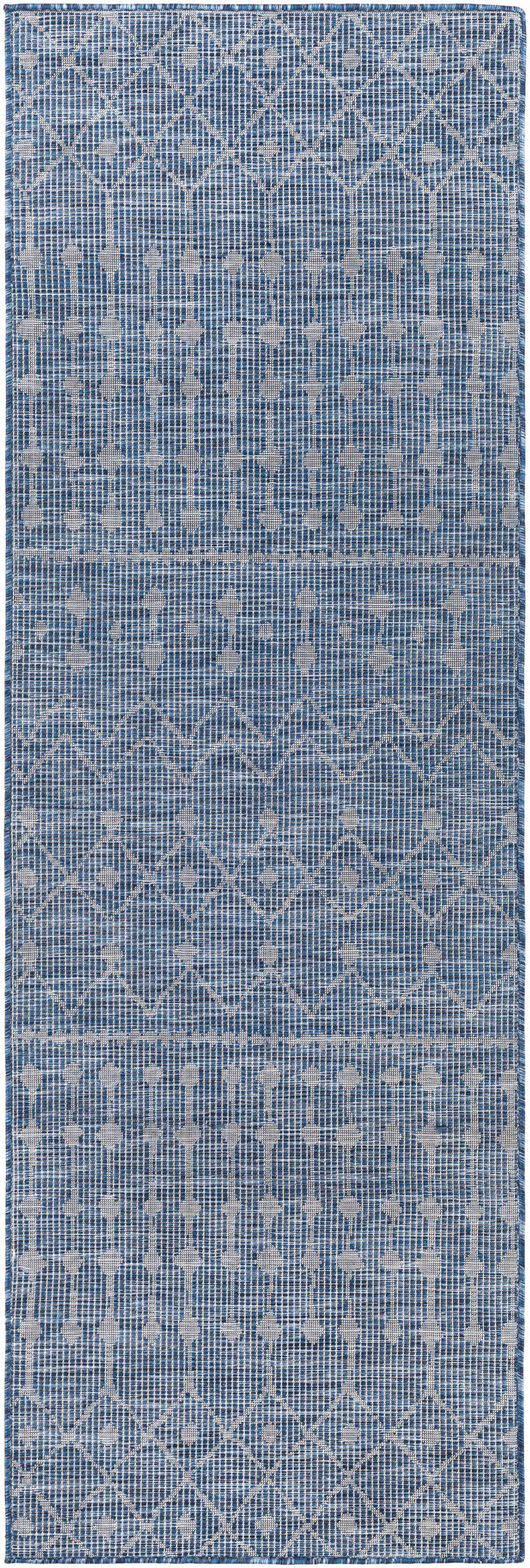 Maddingley Blue Modern Geometrical Design Outdoor Area Rug