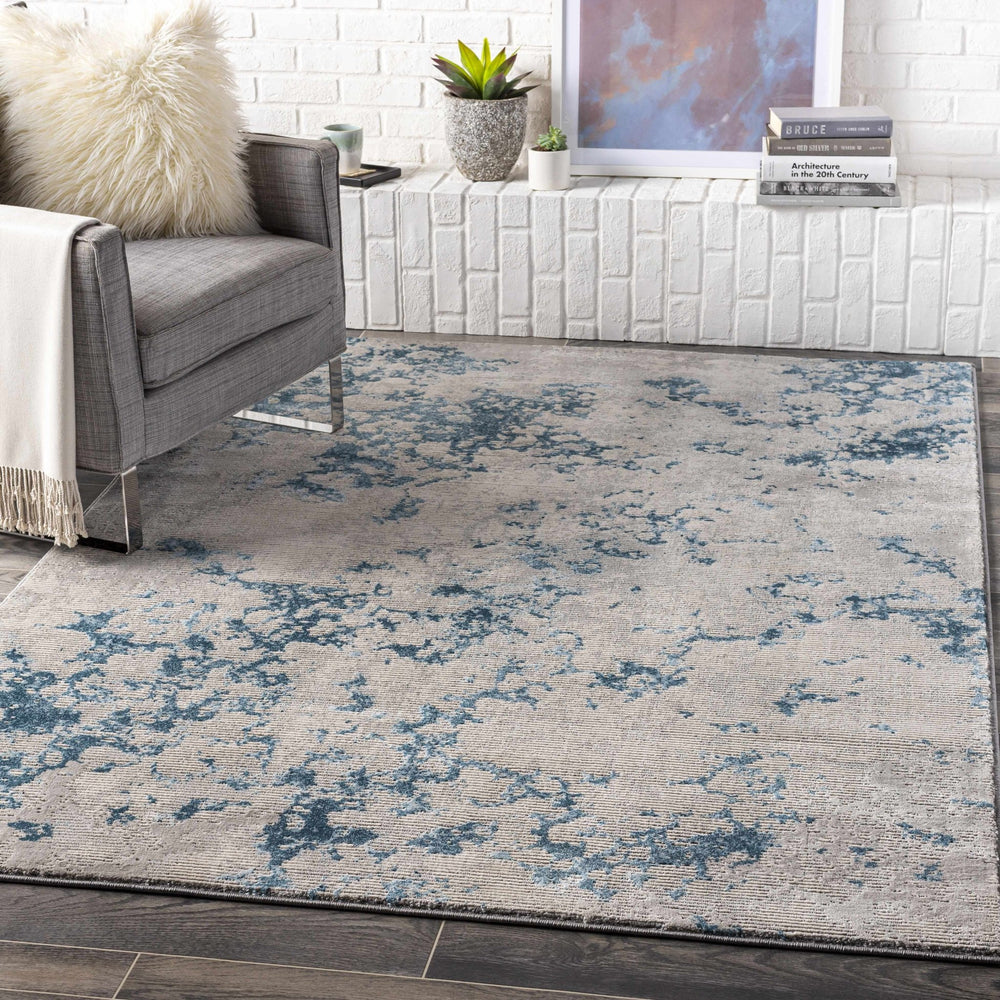 Mechanicsville Blue And Ivory Modern Abstract Design Area Rug - The Rug Decor