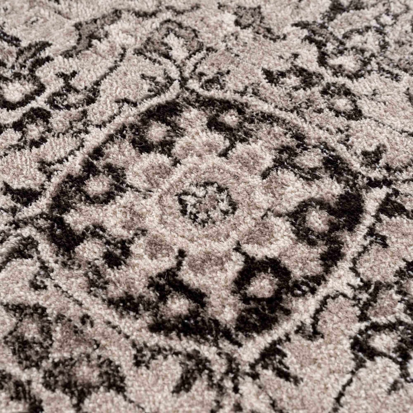 Medallion Light Pink, Ivory and Charcoal Traditional Heriz design Area Rug - The Rug Decor