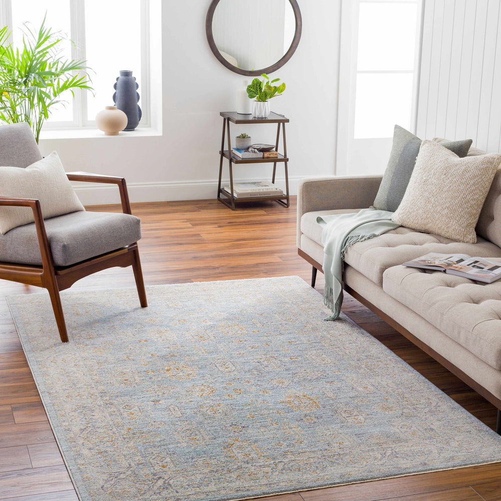 Meer Traditional Oushak Design Beige And Blue Area Rug - The Rug Decor