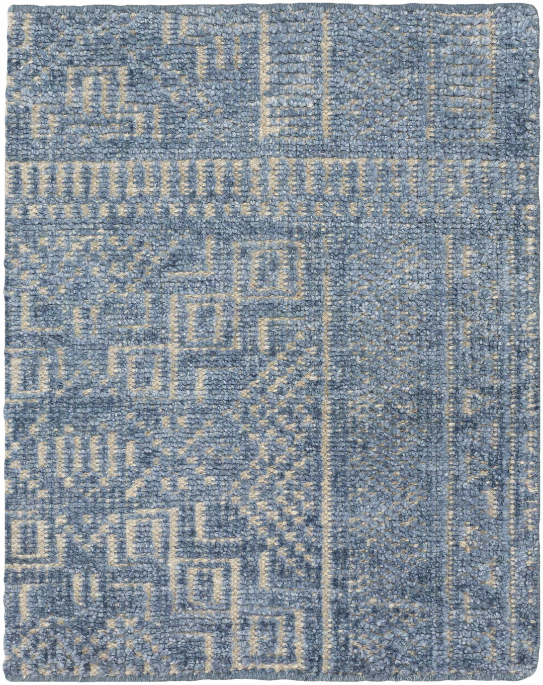 Meigs Traditional Style Blue Hand Knotted Wool Area Rug