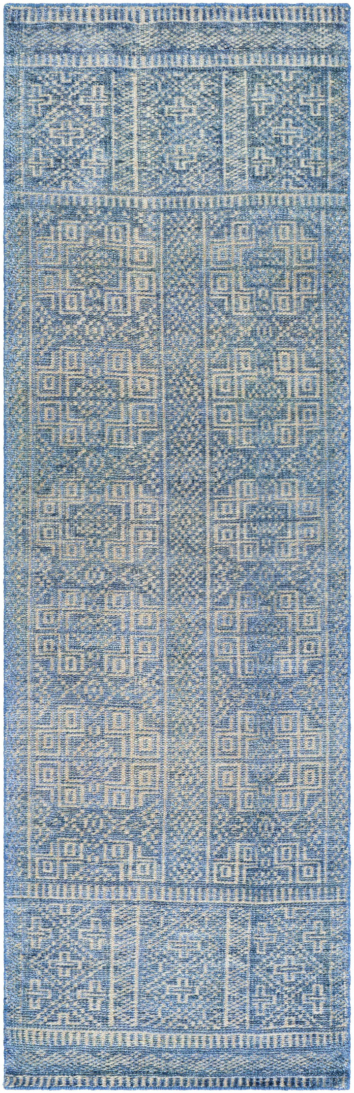 Meigs Traditional Style Blue Hand Knotted Wool Area Rug