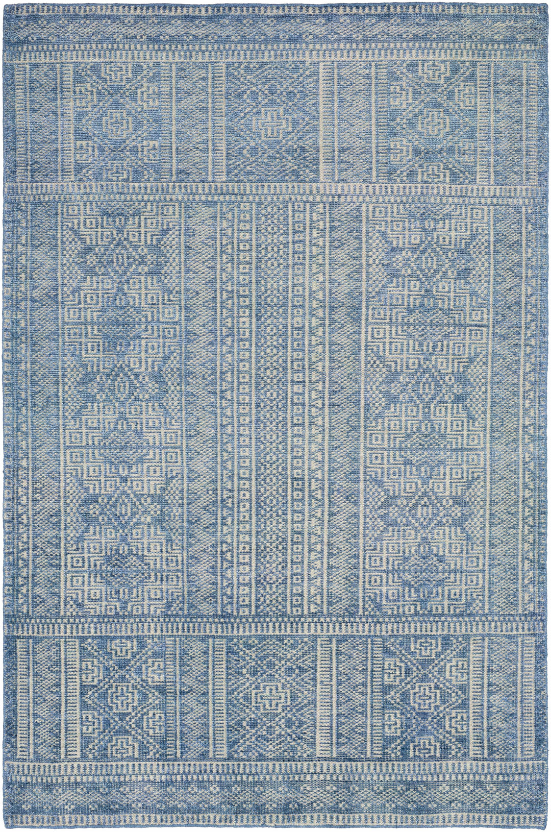 Meigs Traditional Style Blue Hand Knotted Wool Area Rug
