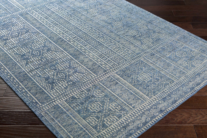 Meigs Traditional Style Blue Hand Knotted Wool Area Rug