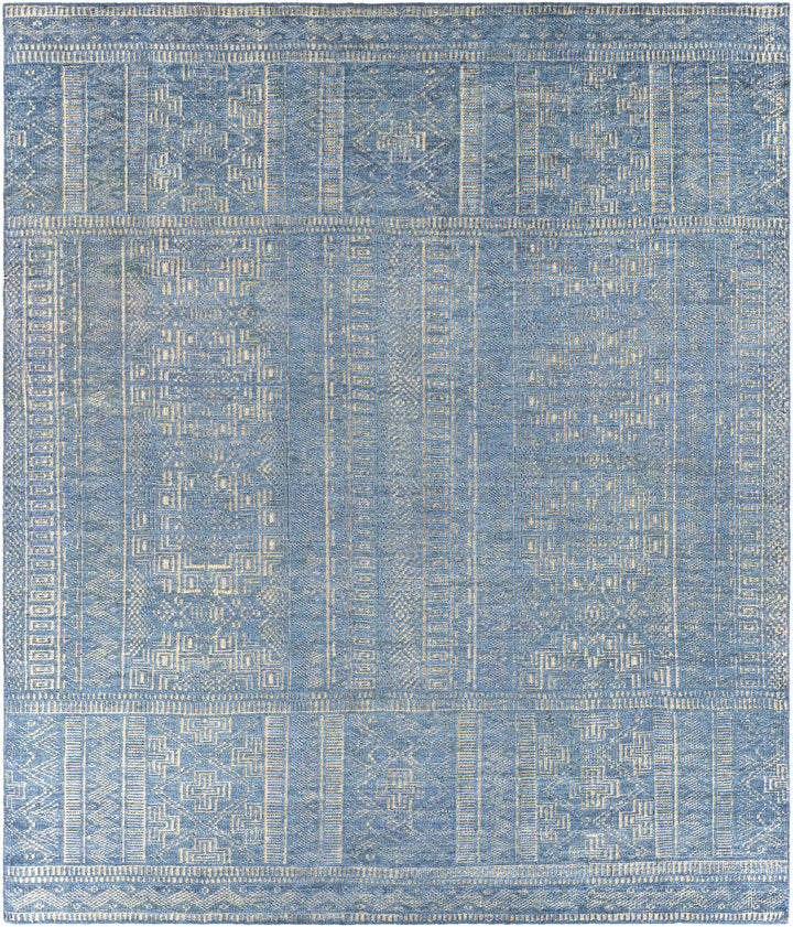 Meigs Traditional Style Blue Hand Knotted Wool Area Rug