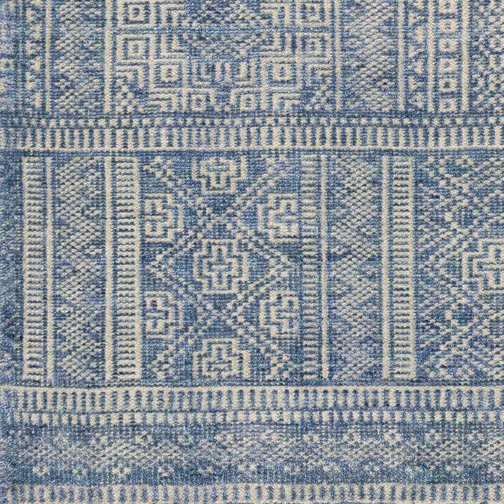 Meigs Traditional Style Blue Hand Knotted Wool Area Rug