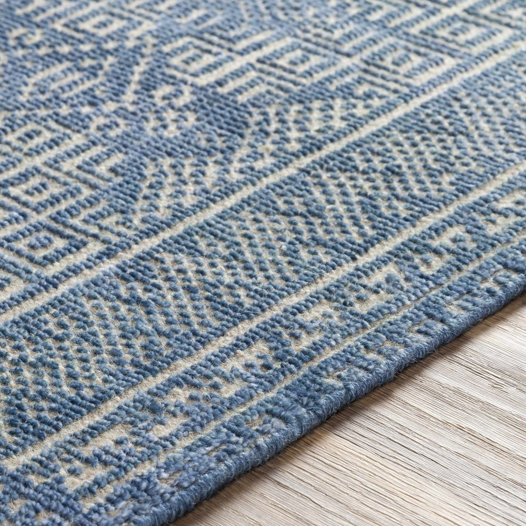 Meigs Traditional Style Blue Hand Knotted Wool Area Rug - The Rug Decor
