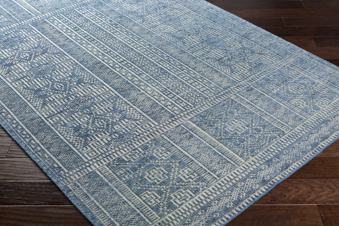 Meigs Traditional Style Blue Hand Knotted Wool Area Rug - The Rug Decor