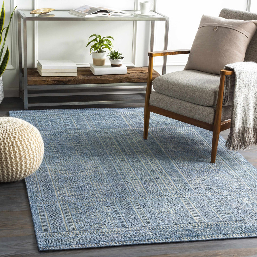 Meigs Traditional Style Blue Hand Knotted Wool Area Rug - The Rug Decor