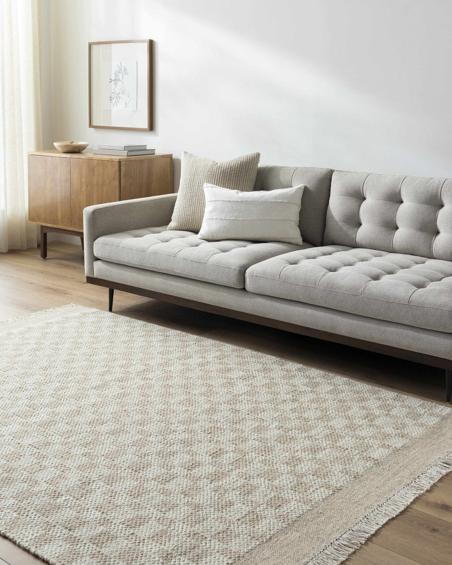 Meira Contemporary Geometrical Tan And Ivory Rug - The Rug Decor