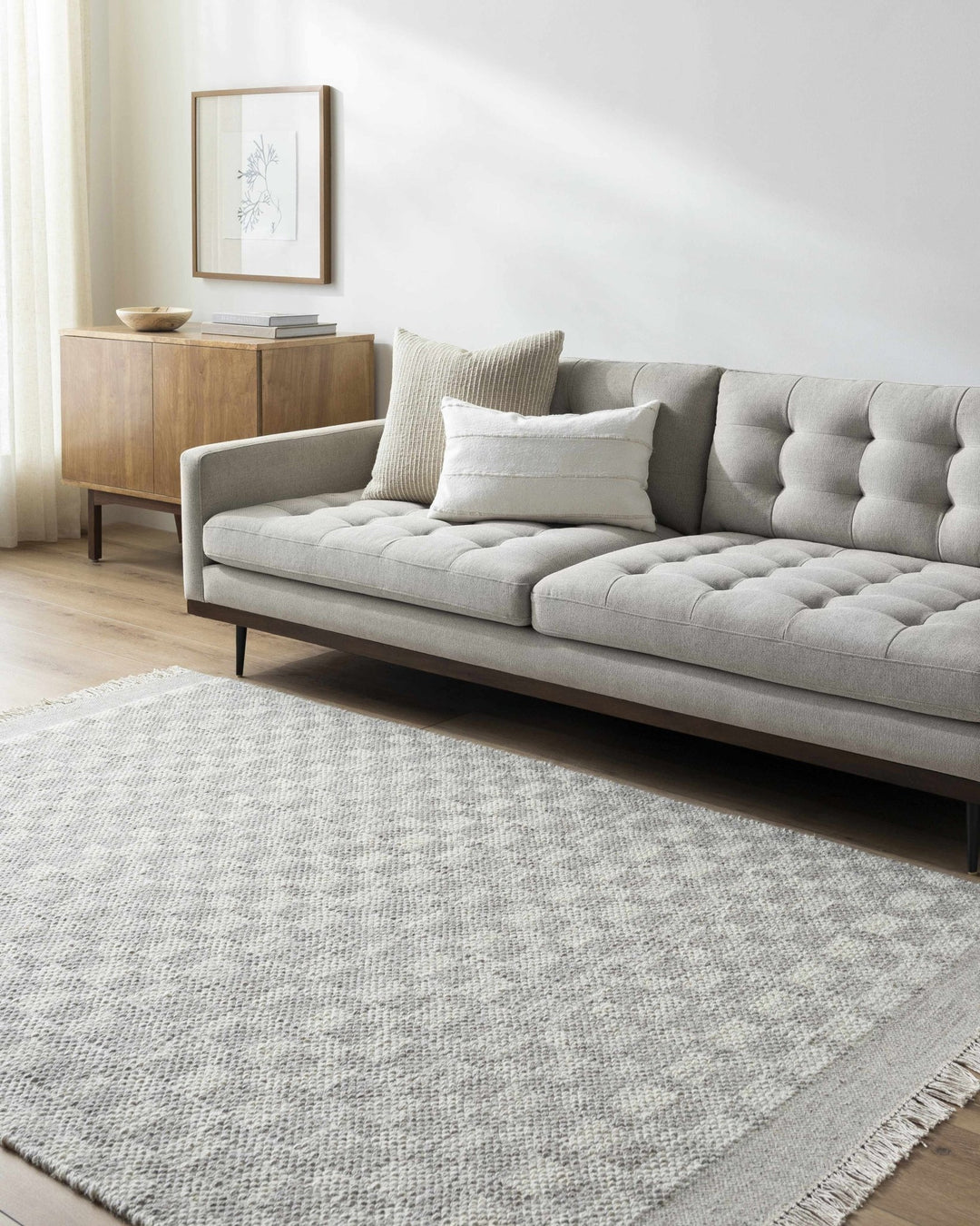 Meira Modern Geometric Design Gray And Ivory Hand Woven Wool Rug - The Rug Decor
