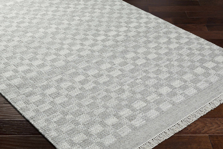Meira Modern Geometric Design Gray And Ivory Hand Woven Wool Rug - The Rug Decor