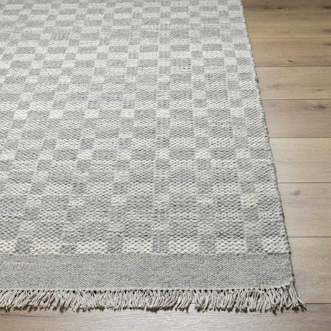 Meira Modern Geometric Design Gray And Ivory Hand Woven Wool Rug - The Rug Decor