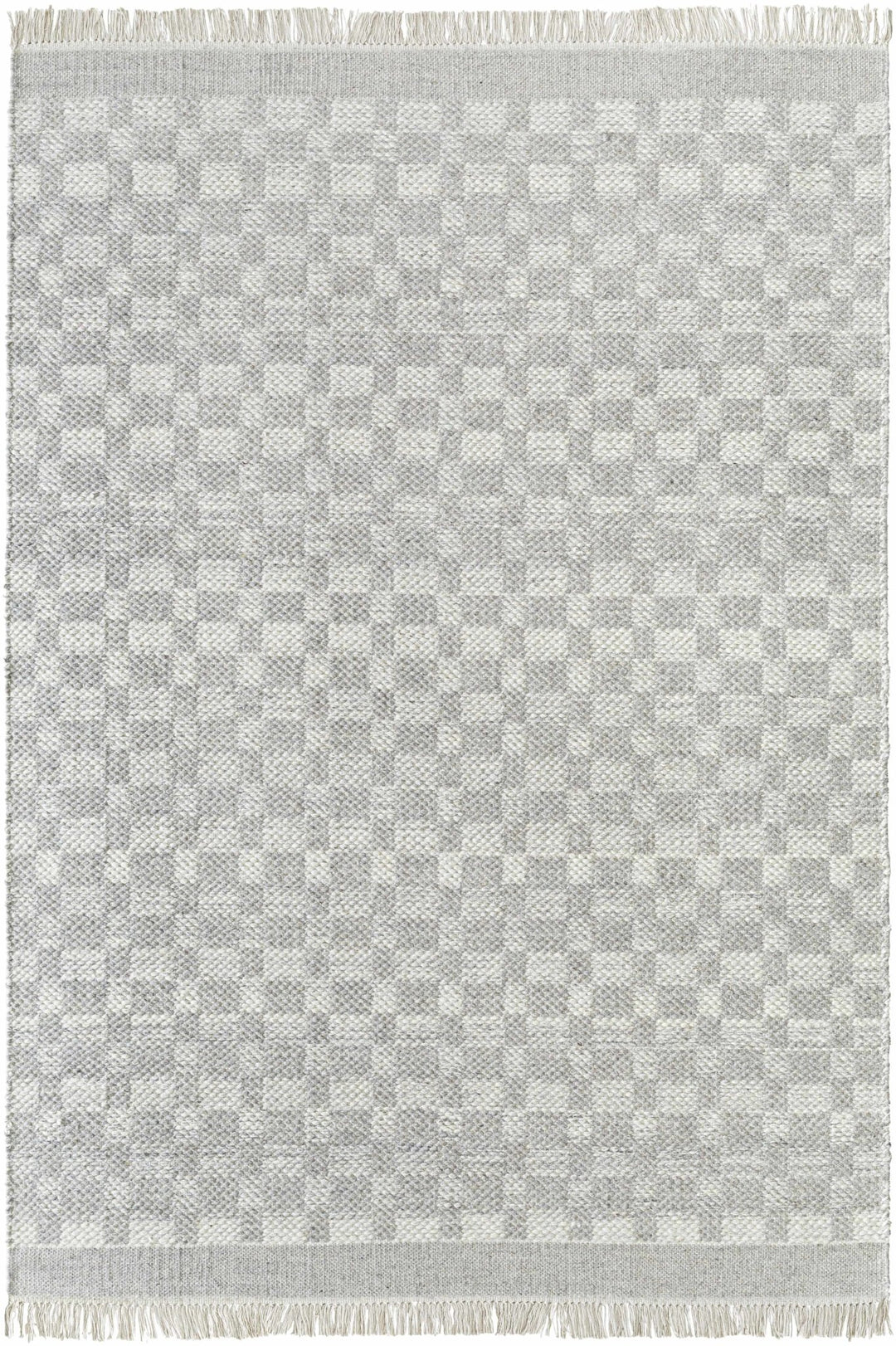 Meira Modern Geometric Design Gray And Ivory Hand Woven Wool Rug - The Rug Decor
