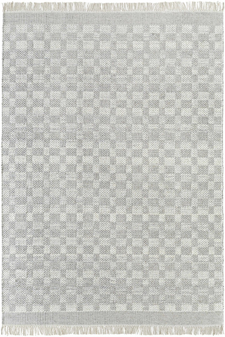 Meira Modern Geometric Design Gray And Ivory Hand Woven Wool Rug - The Rug Decor
