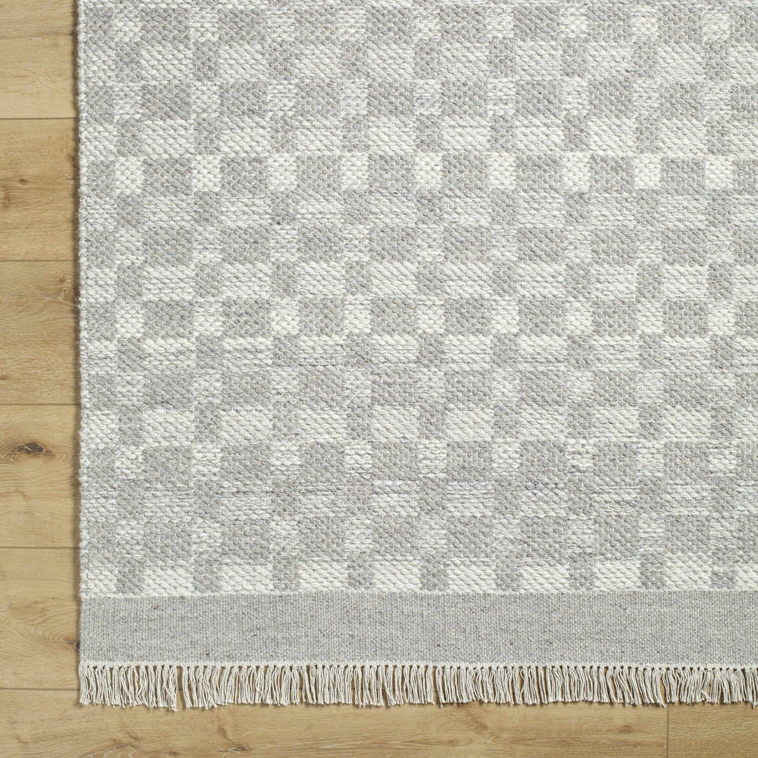 Meira Modern Geometric Design Gray And Ivory Hand Woven Wool Rug - The Rug Decor