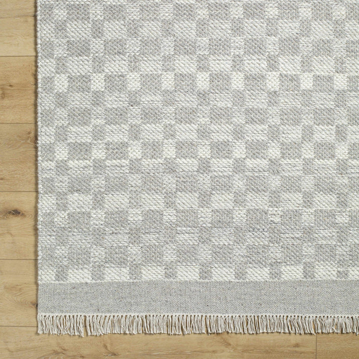 Meira Modern Geometric Design Gray And Ivory Hand Woven Wool Rug - The Rug Decor