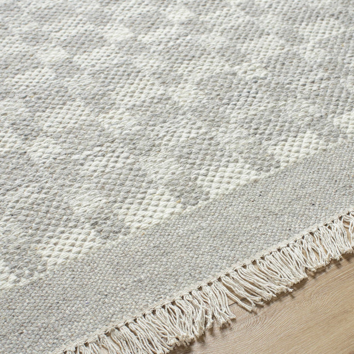Meira Modern Geometric Design Gray And Ivory Hand Woven Wool Rug - The Rug Decor