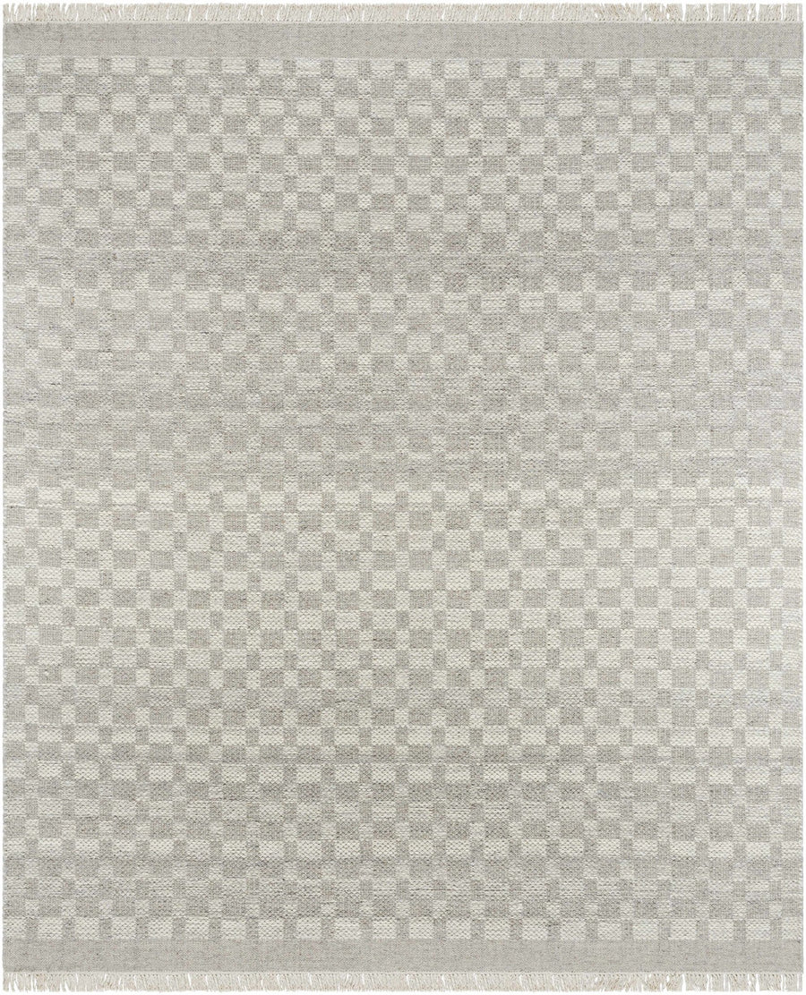 Meira Modern Geometric Design Gray And Ivory Hand Woven Wool Rug - The Rug Decor