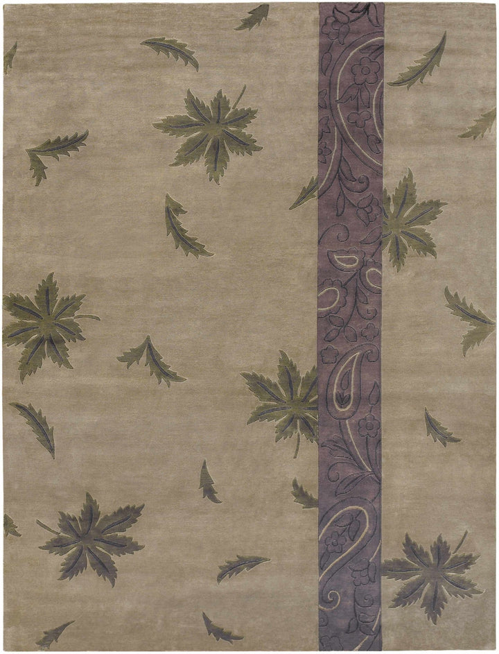 Melcroft Modern Floral Design Brown Hand Knotted Area Rug - The Rug Decor