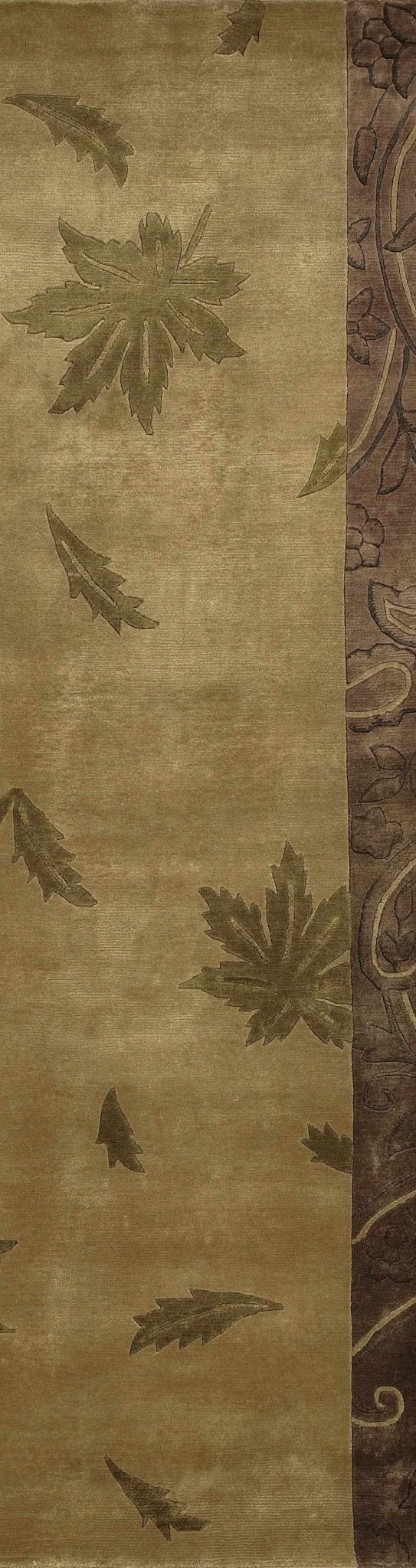 Melcroft Modern Floral Design Brown Hand Knotted Area Rug - The Rug Decor