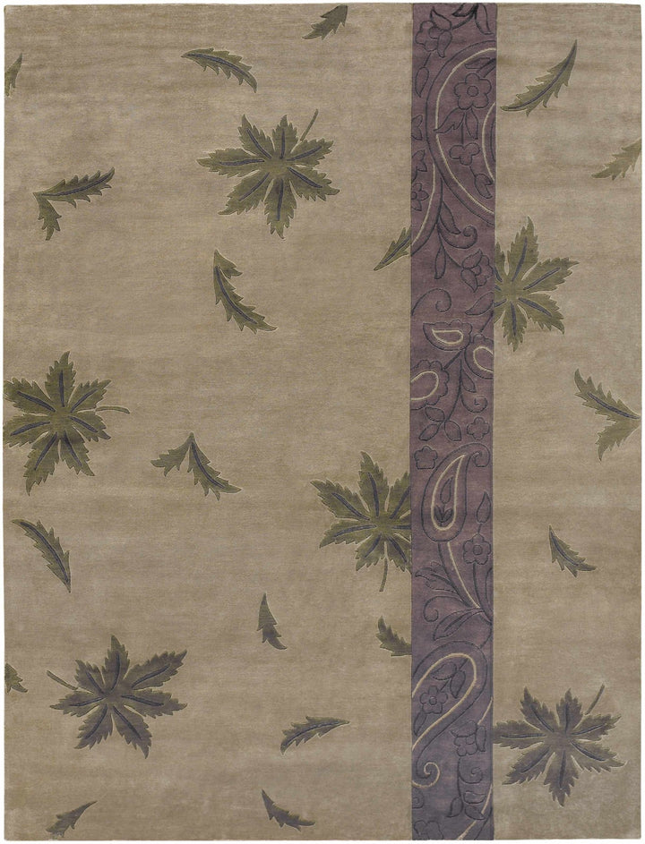 Melcroft Modern Floral Design Brown Hand Knotted Area Rug - The Rug Decor