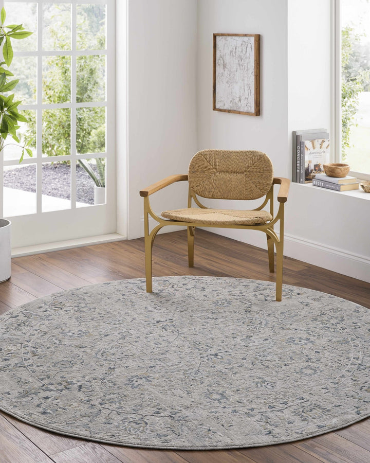 Melianna Gray Traditional Floral Design Area Rug - The Rug Decor