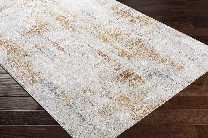 Modern Abstract Ivory And Beige Machine Woven Area Rug