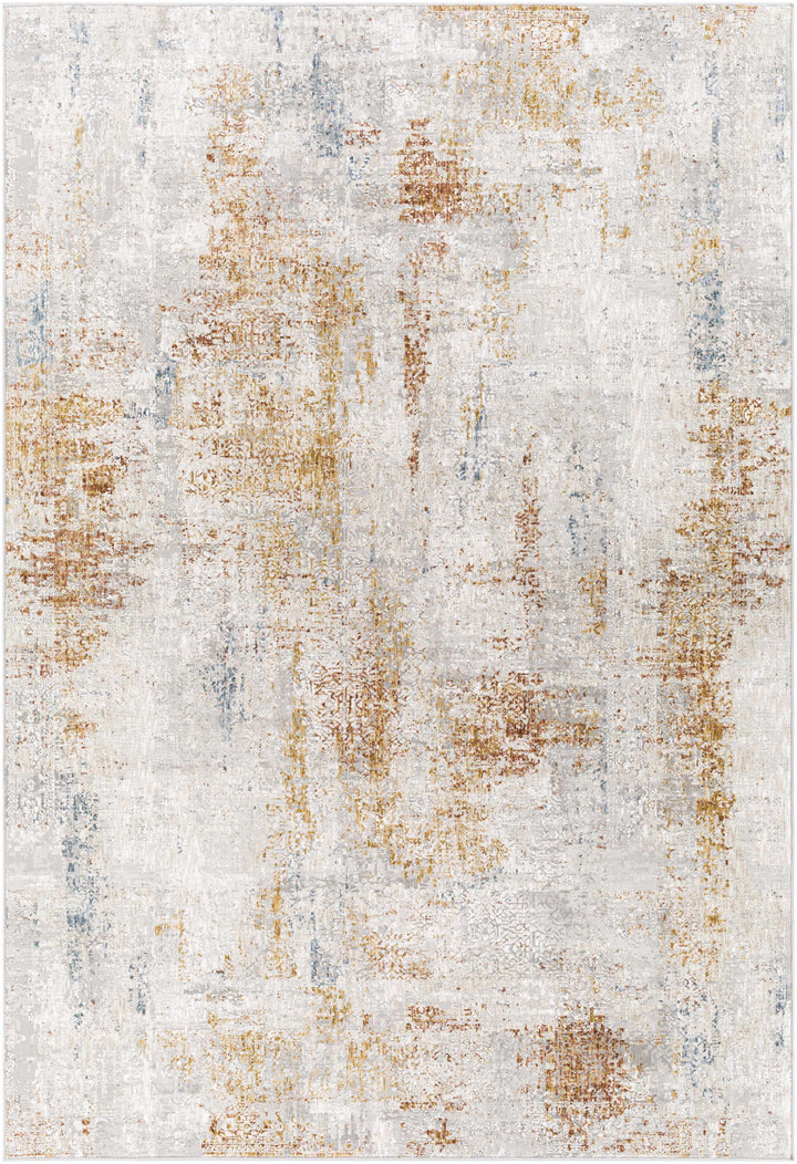 Modern Abstract Ivory And Beige Machine Woven Area Rug