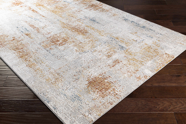 Modern Abstract Ivory And Beige Machine Woven Area Rug