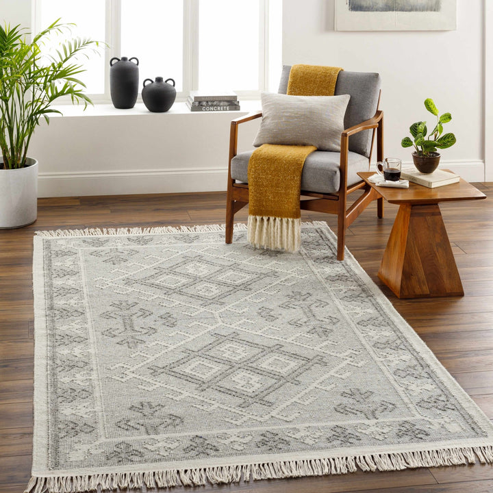 Memo Contemporary Geometrical Gray And Ivory Area Rug - The Rug Decor