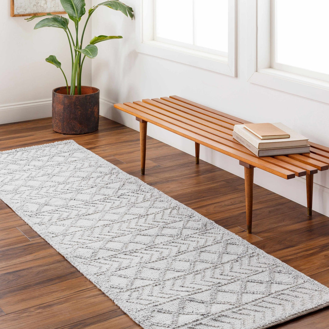 Meng Bohemian Style Ivory And Charcoal Hand Woven Rug - The Rug Decor