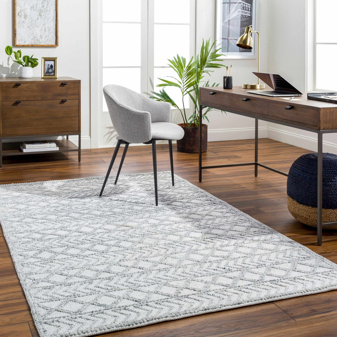 Meng Bohemian Style Ivory And Charcoal Hand Woven Rug - The Rug Decor