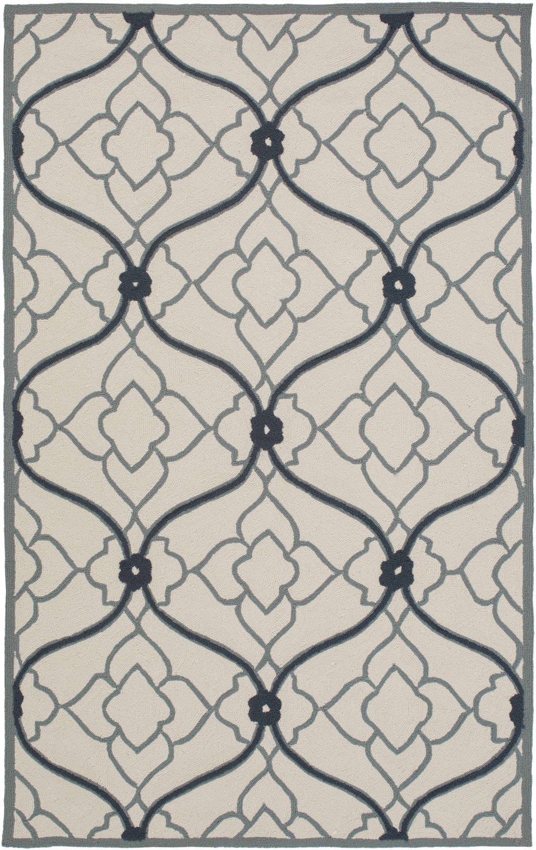 Menomonie Contemporary Geometrical Ivory And Gray Outdoor Area Carpet