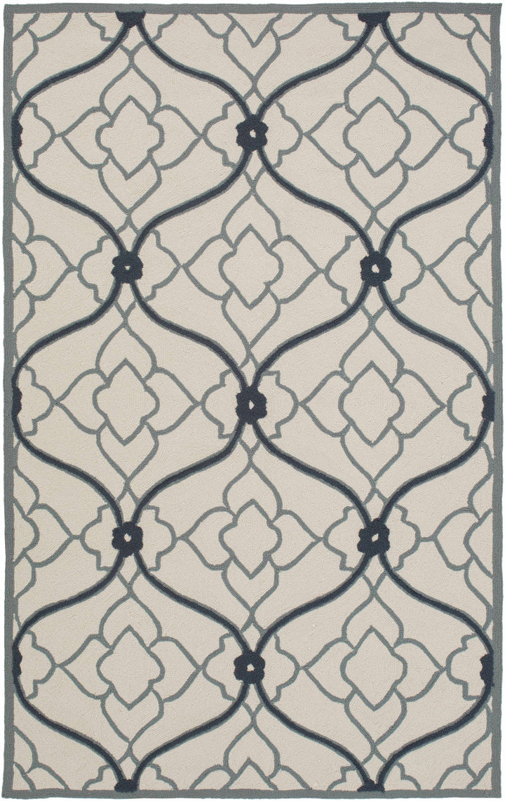 Menomonie Contemporary Geometrical Ivory And Gray Outdoor Area Carpet