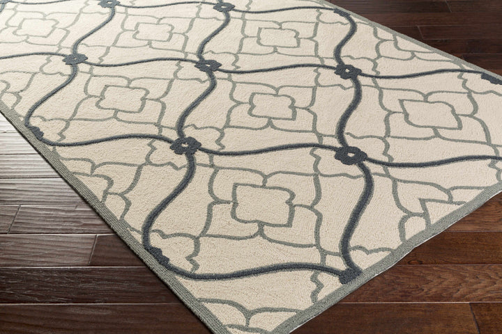 Menomonie Contemporary Geometrical Ivory And Gray Outdoor Area Carpet